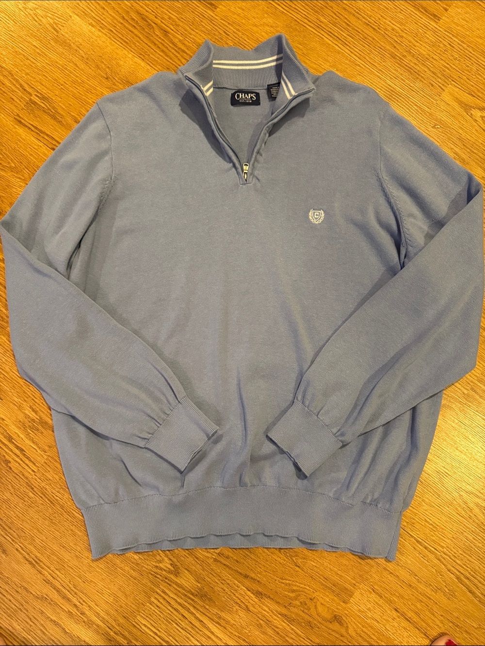 Like New Chaps Men's Light Blue Quarter-Zip Sweater - XL